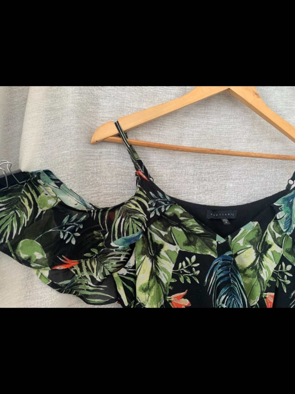 Sanctuary Tropical Print Sheer Layered Dress Size M Adjustable Straps